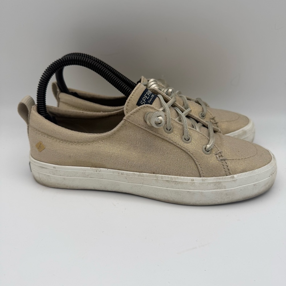 Women’s Sperry Crest Vibe Top-Sider Beige Shimmer Casual Boat Shoes‎ Size 6.5 - Picture 3 of 7